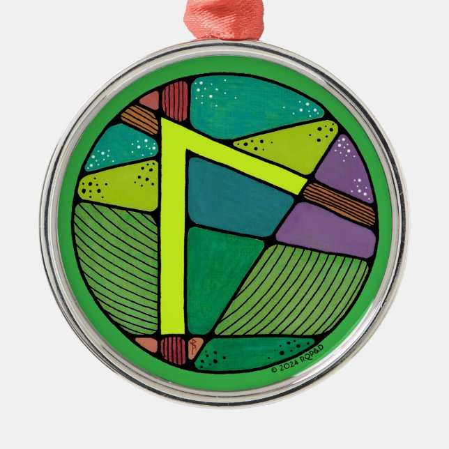 Art Nouveau Laguz Rune of Life Metal Tree Decoration (Front)