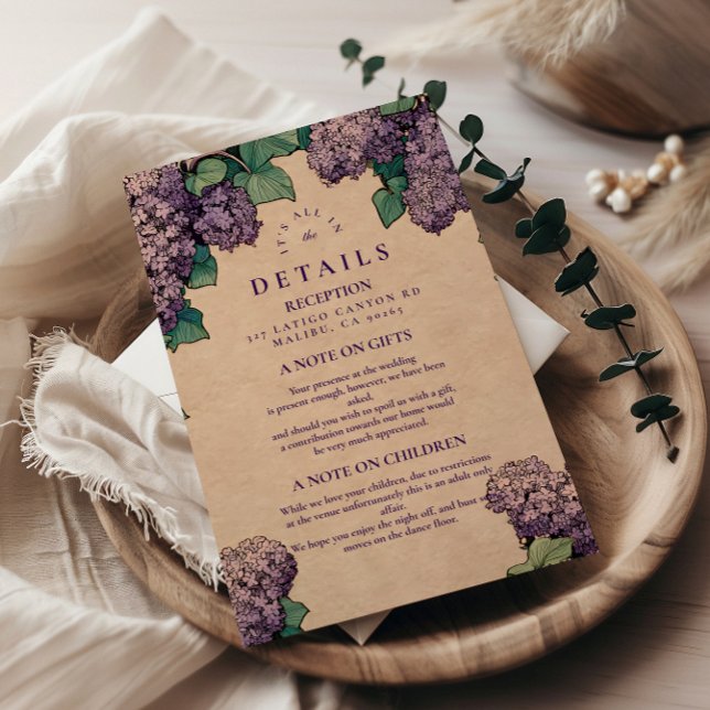 Art Nouveau Lilac Wedding Enclosure Card (Creator Uploaded)