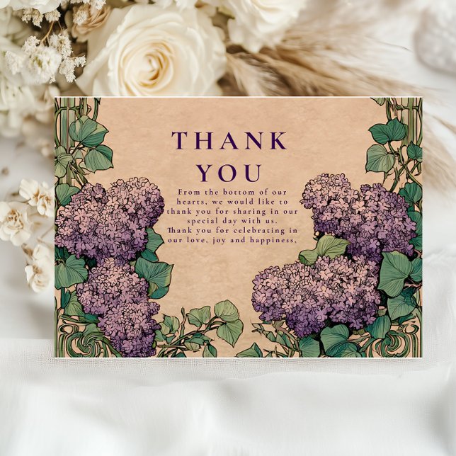 Art Nouveau Lilac Wedding Thank You Card (Creator Uploaded)