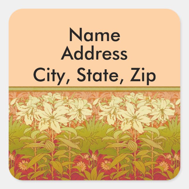 Art Nouveau Lilies Address Labels (Front)