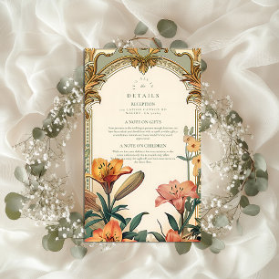 Art Nouveau Lily Wedding – Floral Frame Design Enclosure Card