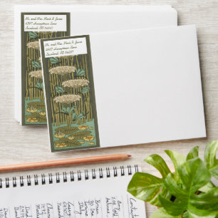 Art Nouveau LilyPads Blooms & Dragonflies Envelope