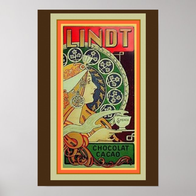 Art Nouveau Lindt Chocolat Cacao 13 x 19 Poster (Front)