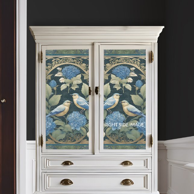 Art Nouveau Love Birds Blue Hydrangea Ephemera Tissue Paper (Creator Uploaded)