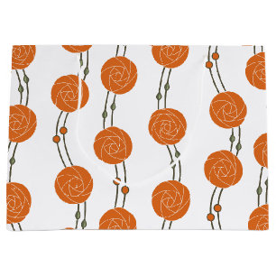 Art Nouveau Mackintosh Rose Stripes Orange Large Gift Bag