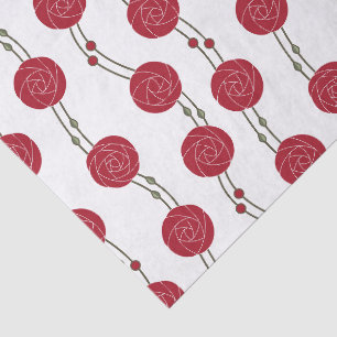 Art Nouveau Mackintosh Rose Stripes Red Tissue Paper
