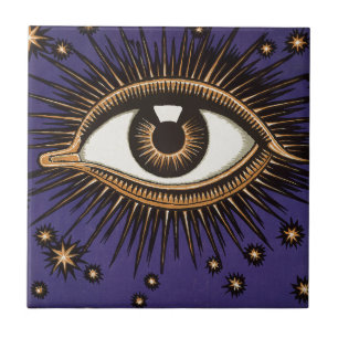 Art Nouveau Magic Eye & Stars Vintage illustration Tile