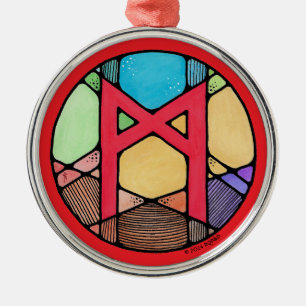 Art Nouveau Mannaz Rune of Humanity Metal Tree Decoration