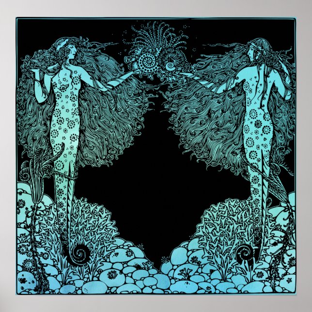 Art Nouveau Mermaids of the sea Poster (Front)