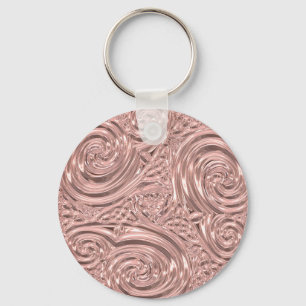 Art nouveau metal floral swirl design keychain