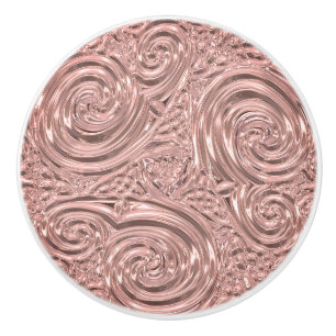 Art nouveau metal swirl floral design ceramic knob