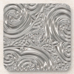 Art nouveau metal swirl floral design coaster