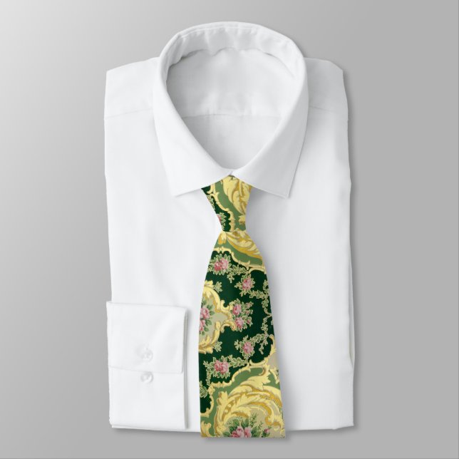 Art Nouveau Metallic Gold Corporate Attire Tie (Tied)