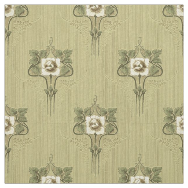 Art Nouveau Mission Style White Flower Pattern Fabric (Swatch)