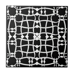 Art nouveau monochromatic pattern ceramic tile