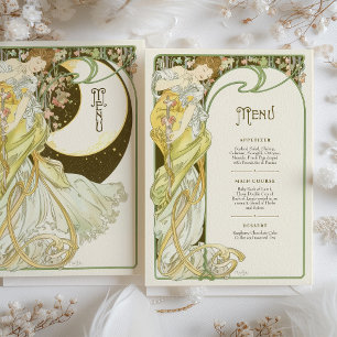 Art Nouveau Moonlit Wedding Menu Card