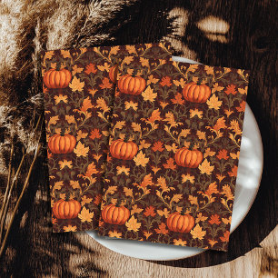 Art nouveau Morris autumn fall leaves pumpkins Tissue Paper