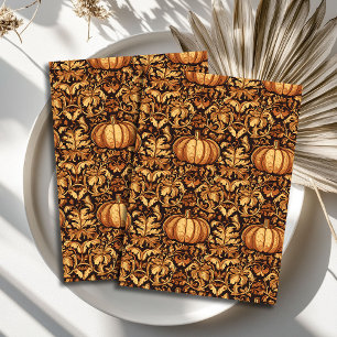 Art nouveau Morris autumn gold brown pumpkins Tissue Paper
