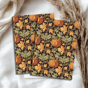 Art nouveau Morris autumn pumpkin pastel green Tissue Paper