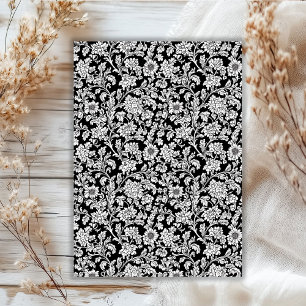 Art nouveau Morris black and white flowers tissue  Tissue Paper