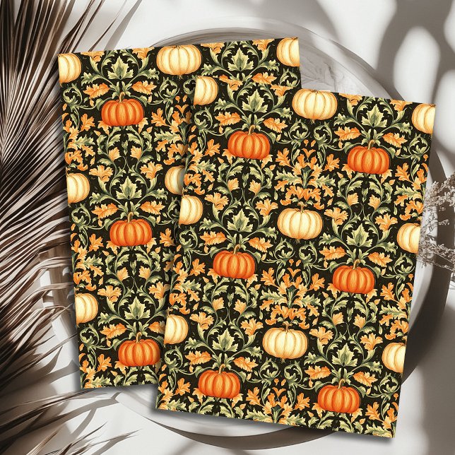 Art nouveau Morris fall autumn leaves pumpkin Tissue Paper (Art nouveau Morris fall autumn leaves pumpkin Tissue Paper)