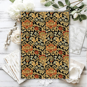Art nouveau Morris lux red gold black flowers  Tissue Paper