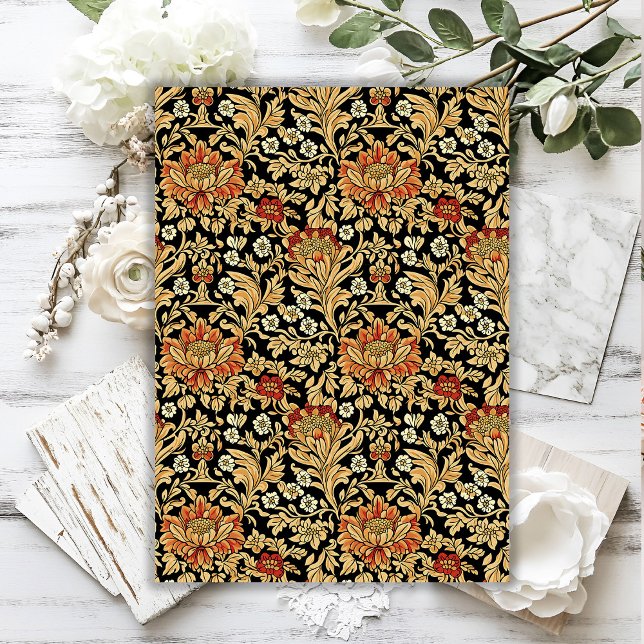 Art nouveau Morris lux red gold black flowers  Tissue Paper (Art nouveau Morris lux red gold black flowers Tissue Paper)