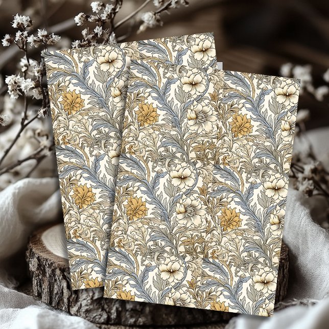 Art nouveau Morris pastel blue ivory white flowers Tissue Paper (Art nouveau Morris pastel blue ivory white flowers Tissue Paper)