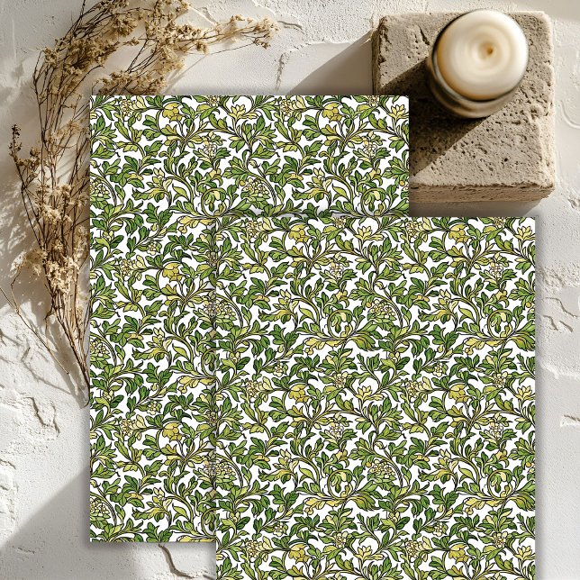 Art nouveau Morris pastel green leaves rice Tissue Paper (Art nouveau Morris pastel green leaves rice Tissue Paper)