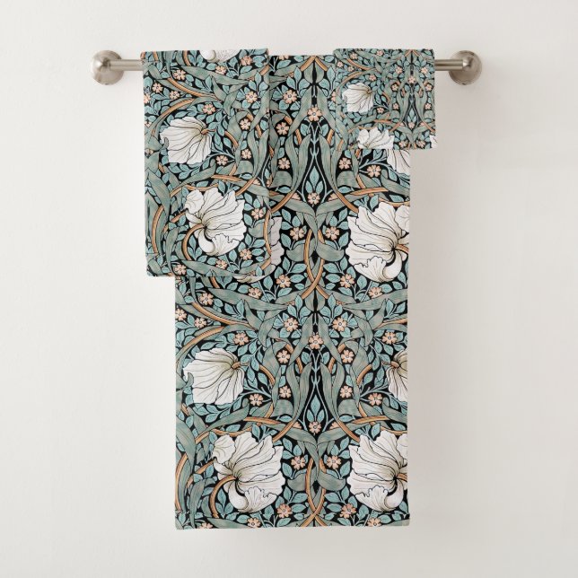 Art Nouveau Morris Pimpernel Floral Bath Towel Set (Insitu)