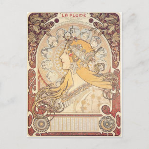 Art Nouveau ~ Mucha ~ LA PLUME Postcard
