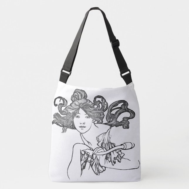 Art Nouveau Mucha Lady Bike Fashion Tote Bag (Front)