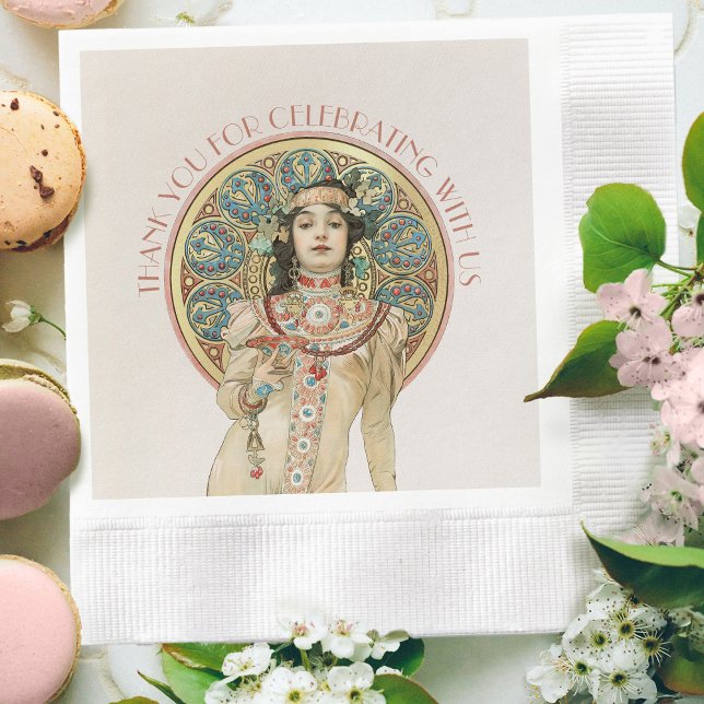 Art Nouveau Mucha Sarah Bernhardt Champagne Gold Napkin (Creator Uploaded)