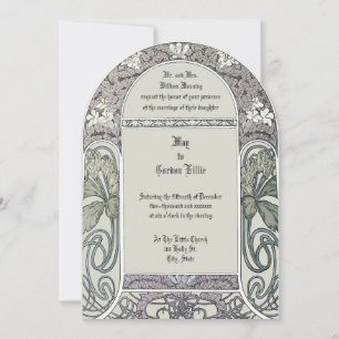 Art Nouveau Multi Floral Border by Alphonse Mucha Invitation
