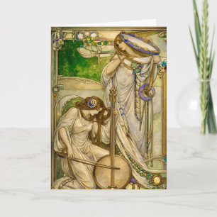 Art Nouveau Music Maidens Vintage Illustration  Card