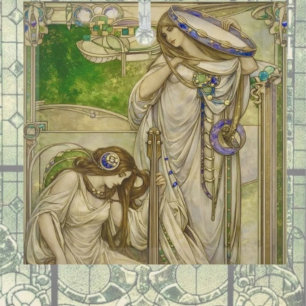 Art Nouveau Music Maidens Vintage Illustration Glass Tree Decoration