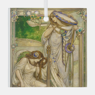 Art Nouveau Music Maidens Vintage Illustration  Glass Tree Decoration