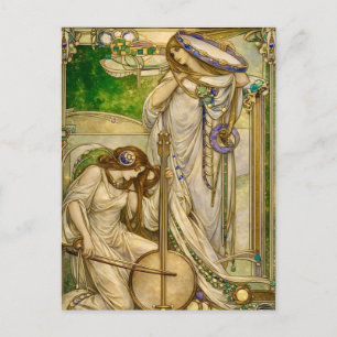 Art Nouveau Music Maidens Vintage Illustration Postcard