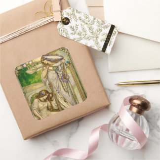 Art Nouveau Music Maidens Vintage Illustration  Square Sticker
