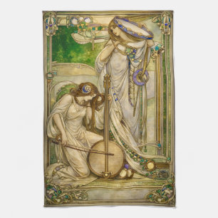 Art Nouveau Music Maidens Vintage Illustration  Tea Towel