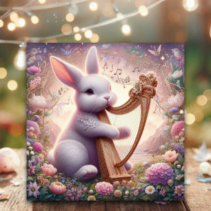 Art Nouveau Musical Rabbit Easter Holiday Card