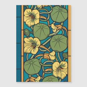 Art Nouveau Nasturtium Blue Gold floral Verneuil 