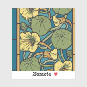 Art Nouveau Nasturtium Blue Gold floral Verneuil 
