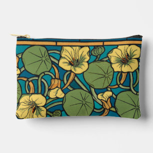 Art Nouveau Nasturtium Blue Gold floral Verneuil Accessory Pouch