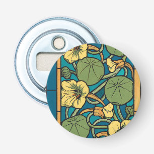 Art Nouveau Nasturtium Blue Gold floral Verneuil  Bottle Opener