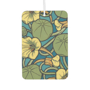 Art Nouveau Nasturtium Blue Gold floral Verneuil  Car Air Freshener