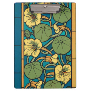 Art Nouveau Nasturtium Blue Gold floral Verneuil  Clipboard