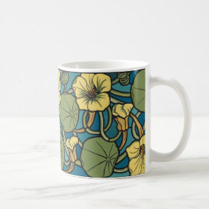 Art Nouveau Nasturtium Blue Gold floral Verneuil Coffee Mug
