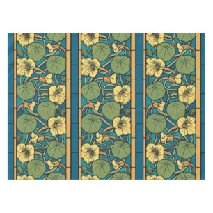 Art Nouveau Nasturtium Blue Gold floral Verneuil  Tablecloth