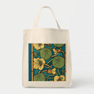 Art Nouveau Nasturtium Blue Gold floral Verneuil  Tote Bag